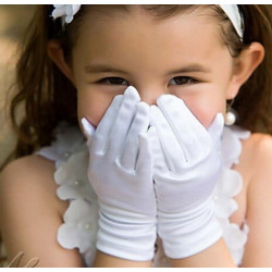 Spécial cortèges en petits gants blancs unis, dentelle.. dès 3 ans - Gants -blancs.com