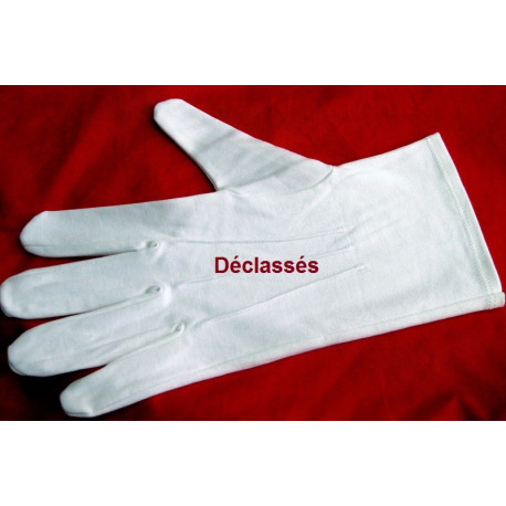 1 paire de gants blancs coton grande taille DECLASSES